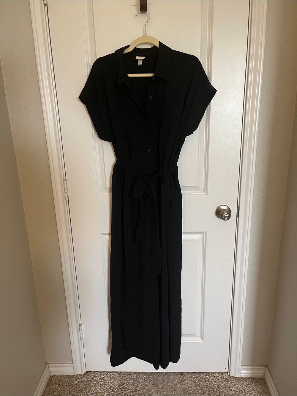 a new day Black Button-Front Tie-Waist Maxi Dress